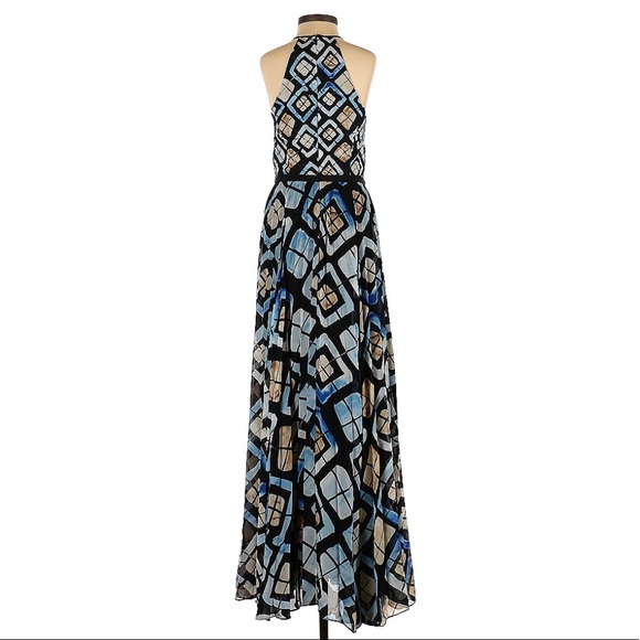 Anthropologie Sachin + Babi Marisol Tile Print Blue Yellow Shibori Maxi Dress - Picture 5 of 5